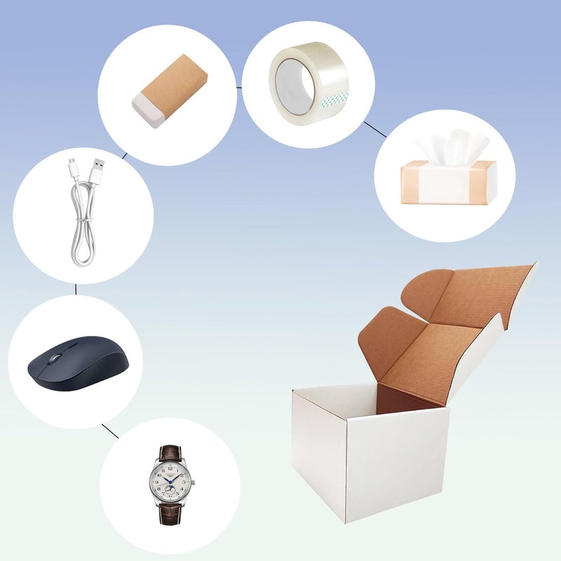 Livejun 6x5x4 inch Shipping Boxes Set of 25， White Corrugated Cardboard Box Mailer Boxes for Packaging Small Business Shipping，Mailing Boxes Bulk for Birthday Wedding Party Book Literature Gift Giving - Image 2